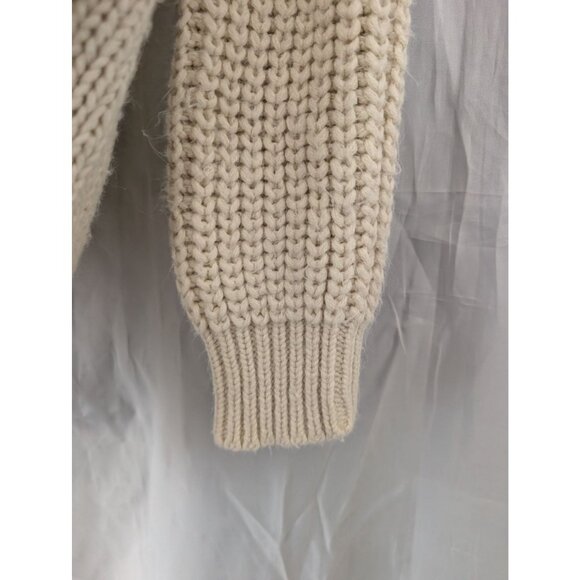 Kimchi Blue Chunky Cable Knit Cream Long Cardigan Sweater Pockets Womens Size M - Picture 5 of 8